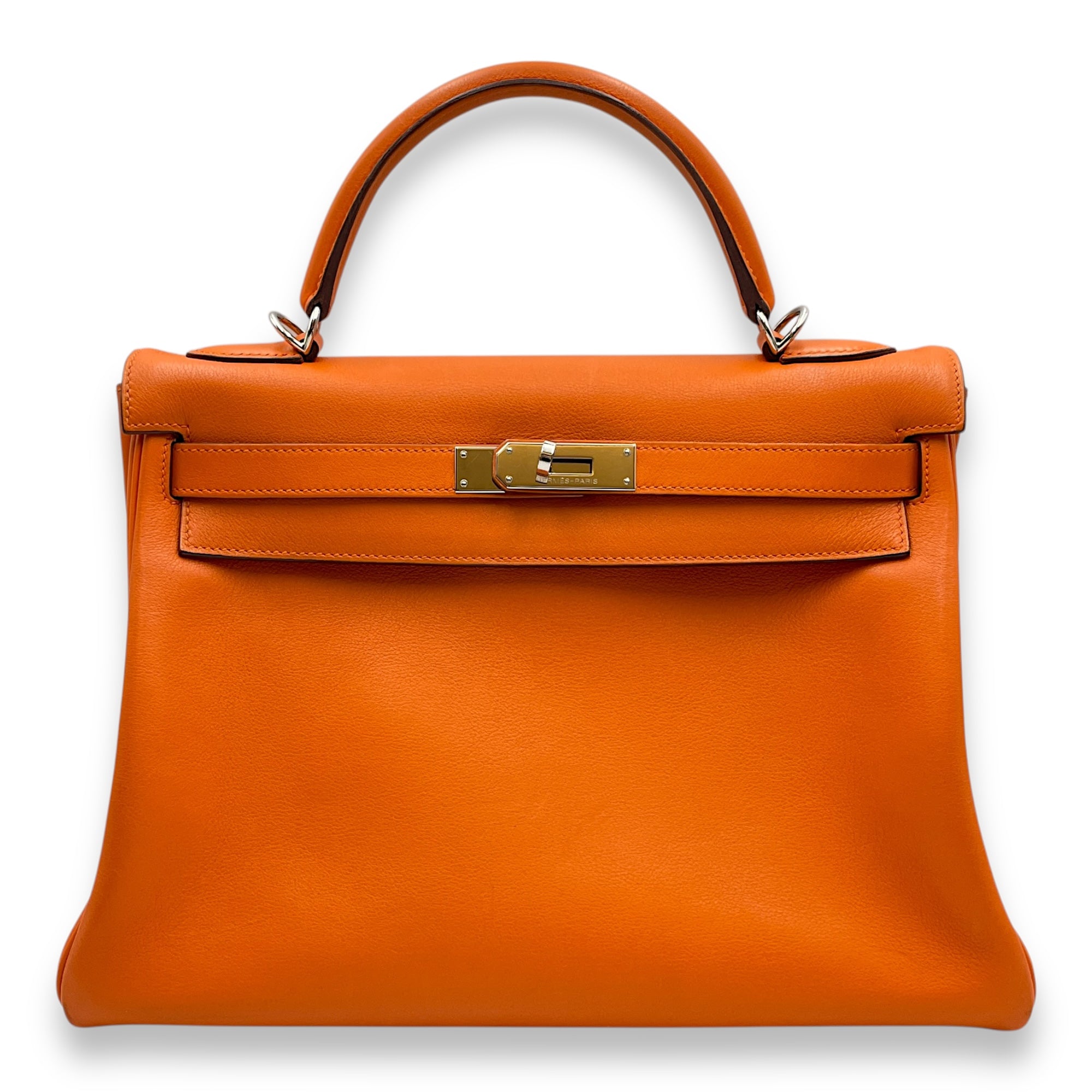 Kelly 32 Orange in Swift, Palladium hardware