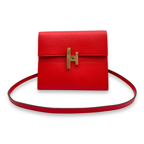 Cinhetic to Go Rouge De Coeur Crossbody Bag in Chevre Mysore, Permabrass hardware