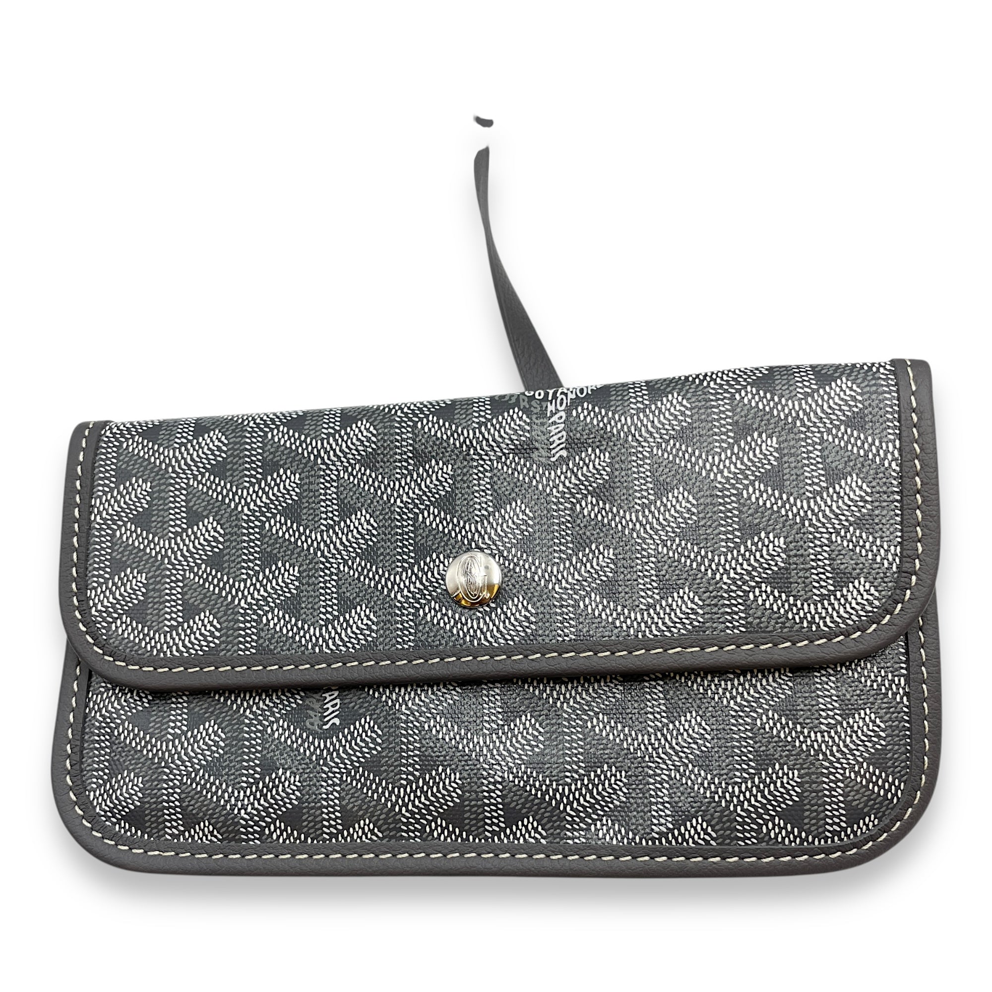 Saint Louis Printed PM Grey Shoulder Bag in Canvas, Silver hardware