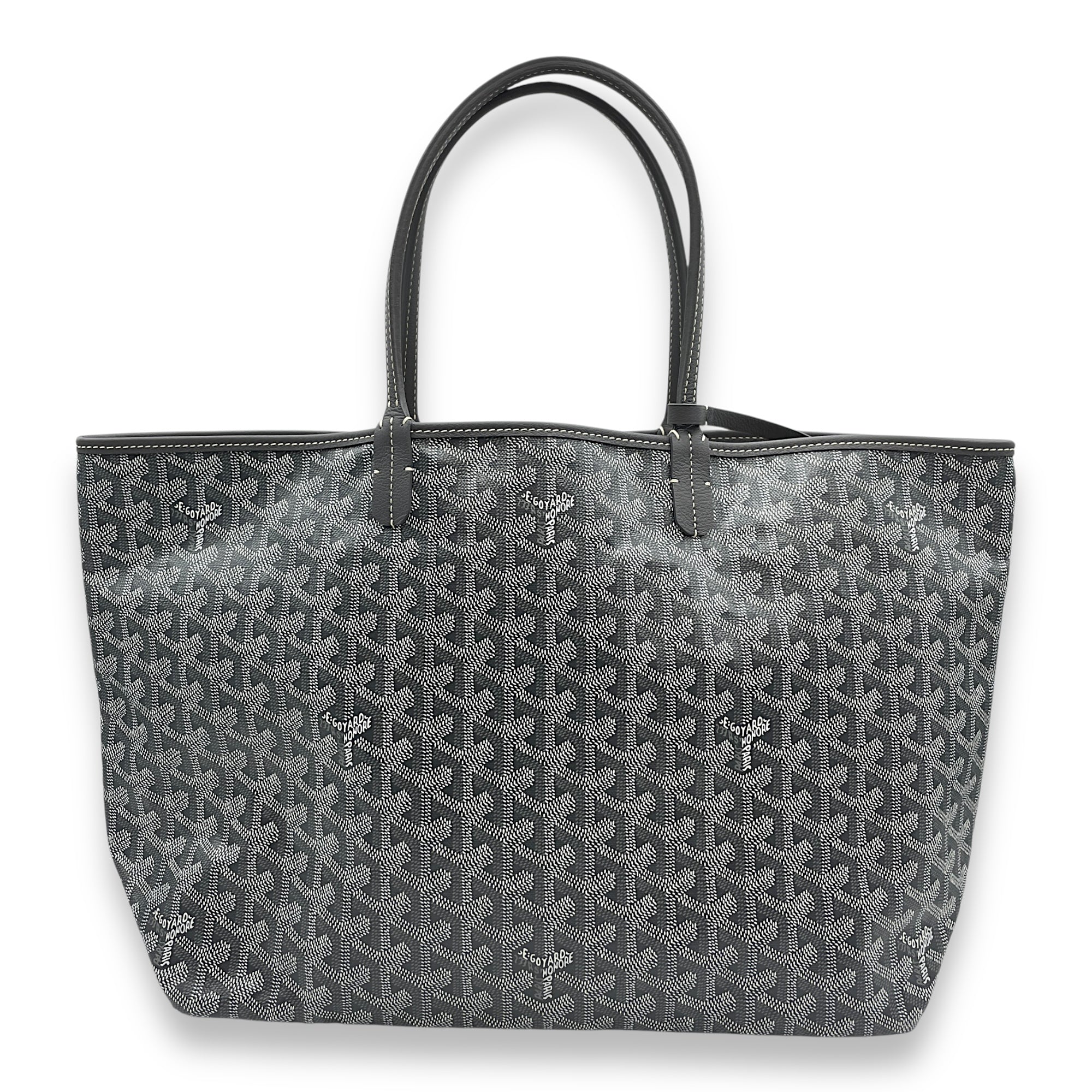 Saint Louis Printed PM Grey Shoulder Bag in Canvas, Silver hardware