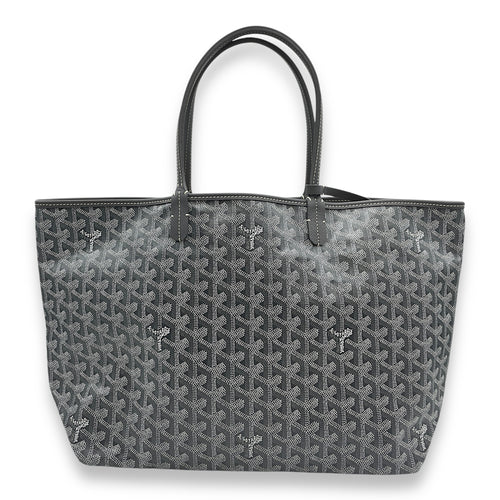 Saint Louis Printed PM Grey Shoulder Bag in Canvas, Silver hardware