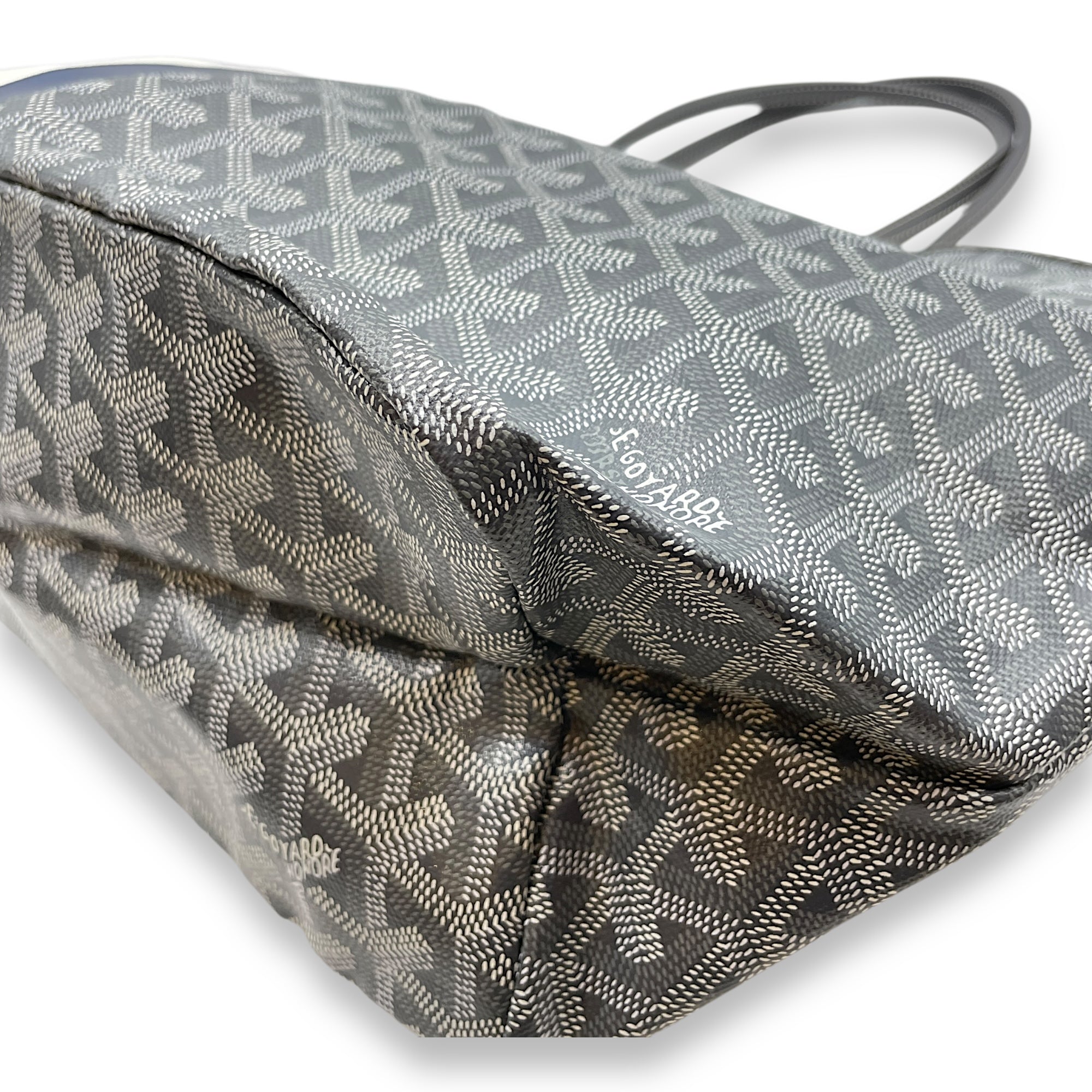 Saint Louis Printed PM Grey Shoulder Bag in Canvas, Silver hardware