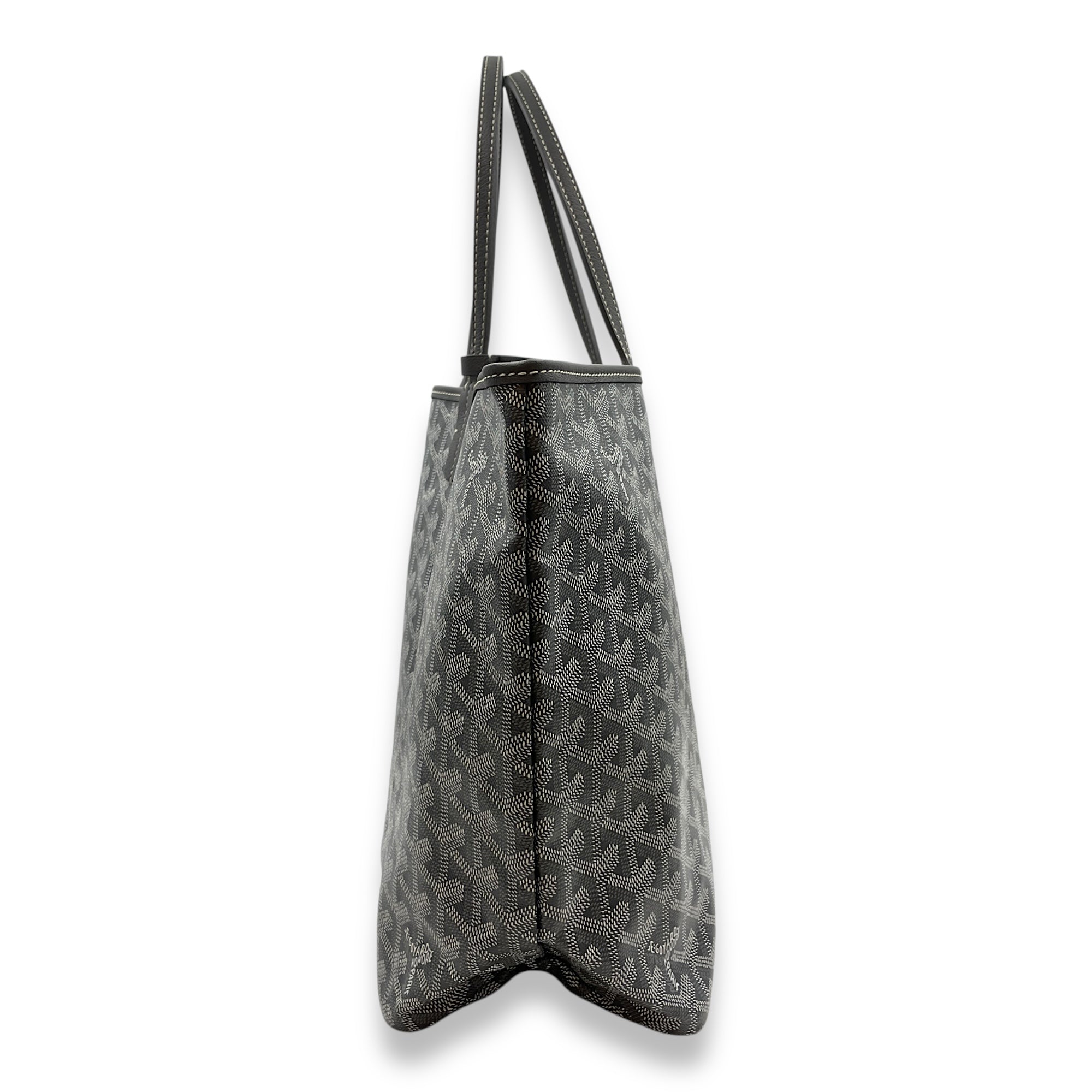 Saint Louis Printed PM Grey Shoulder Bag in Canvas, Silver hardware