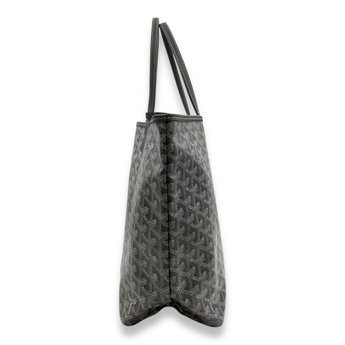 Saint Louis Printed PM Grey Shoulder Bag in Canvas, Silver hardware