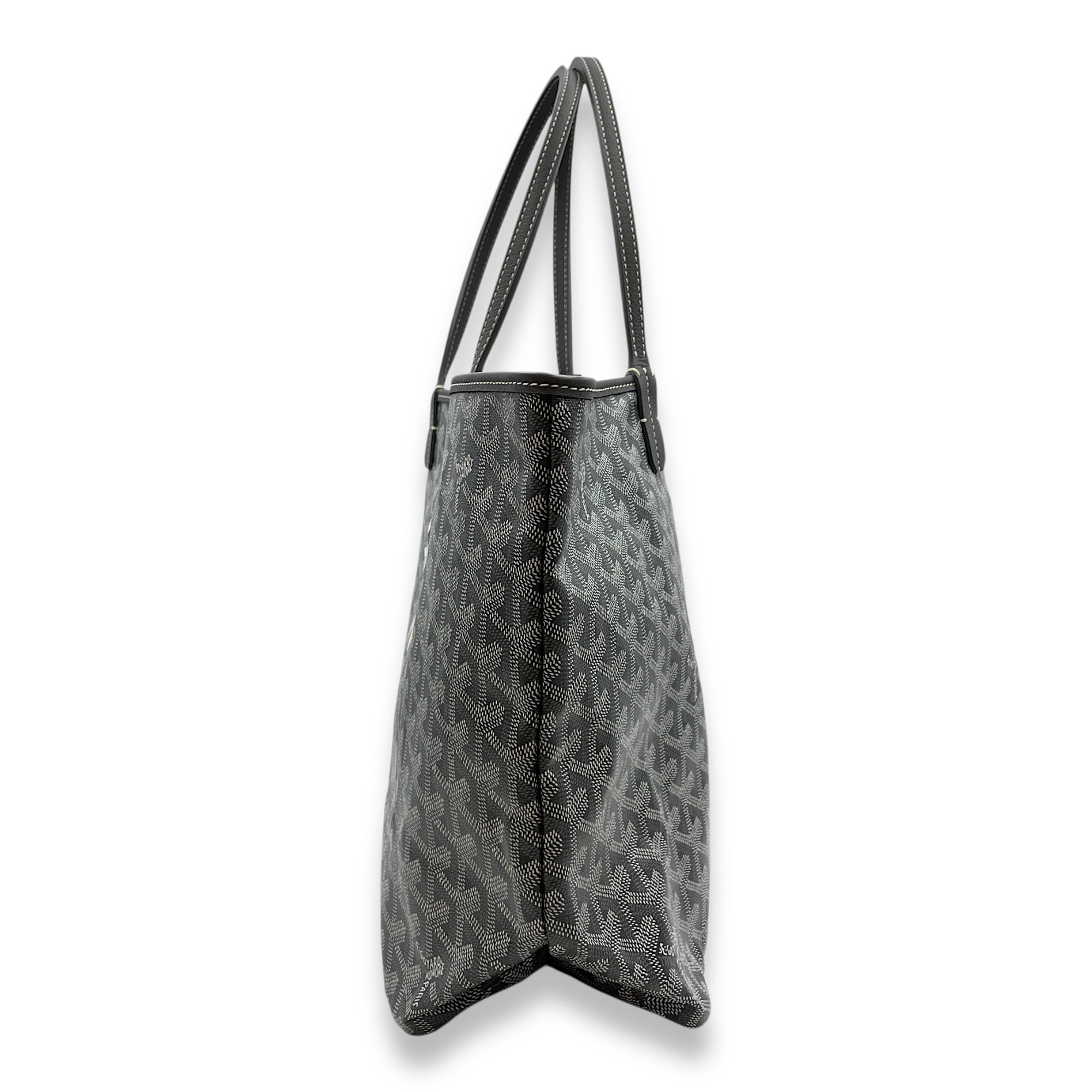 Saint Louis Printed PM Grey Shoulder Bag in Canvas, Silver hardware