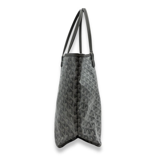 Saint Louis Printed PM Grey Shoulder Bag in Canvas, Silver hardware