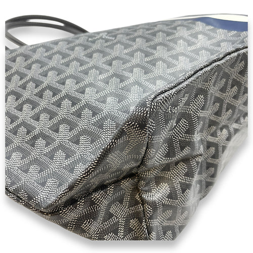 Saint Louis Printed PM Grey Shoulder Bag in Canvas, Silver hardware