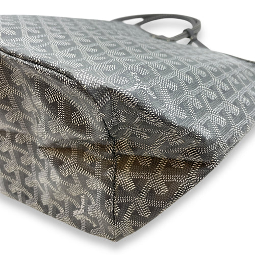 Saint Louis Printed PM Grey Shoulder Bag in Canvas, Silver hardware