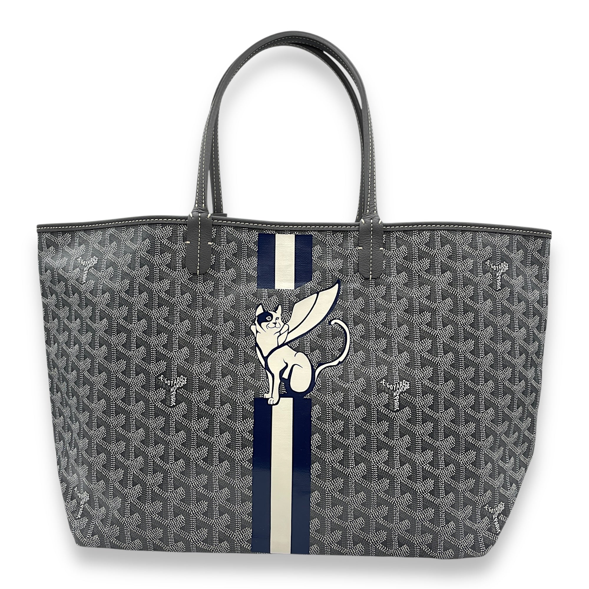 Saint Louis Printed PM Grey Shoulder Bag in Canvas, Silver hardware