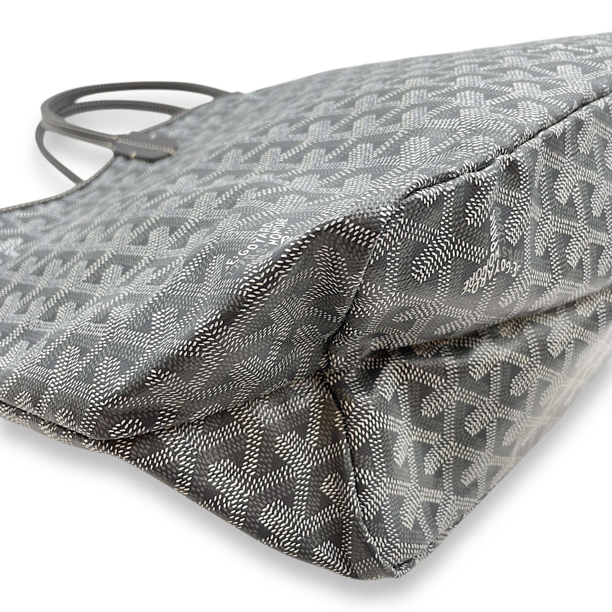 Saint Louis Printed PM Grey Shoulder Bag in Canvas, Silver hardware