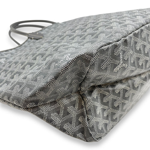 Saint Louis Printed PM Grey Shoulder Bag in Canvas, Silver hardware