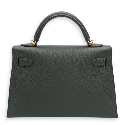 Sellier Kelly 20 Vert Mangrove in Epsom, Gold hardware