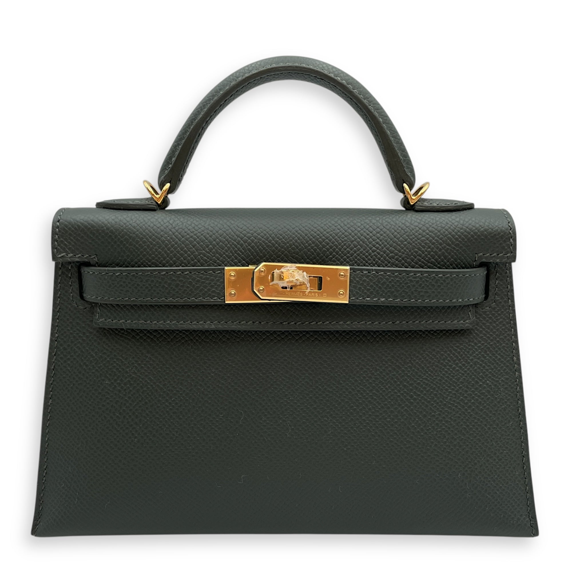 Sellier Kelly 20 Vert Mangrove in Epsom, Gold hardware