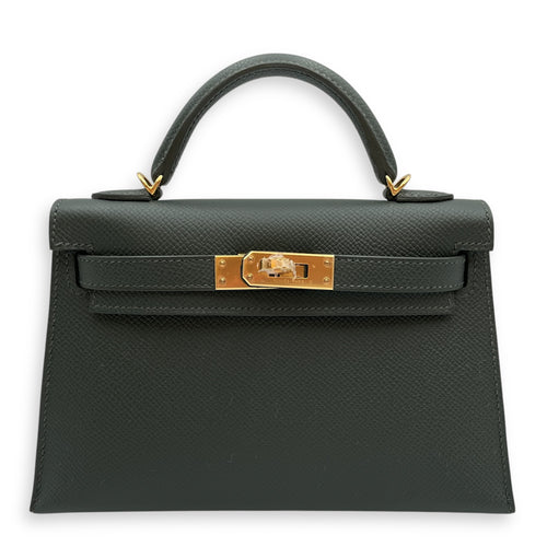 Sellier Kelly 20 Vert Mangrove in Epsom, Gold hardware