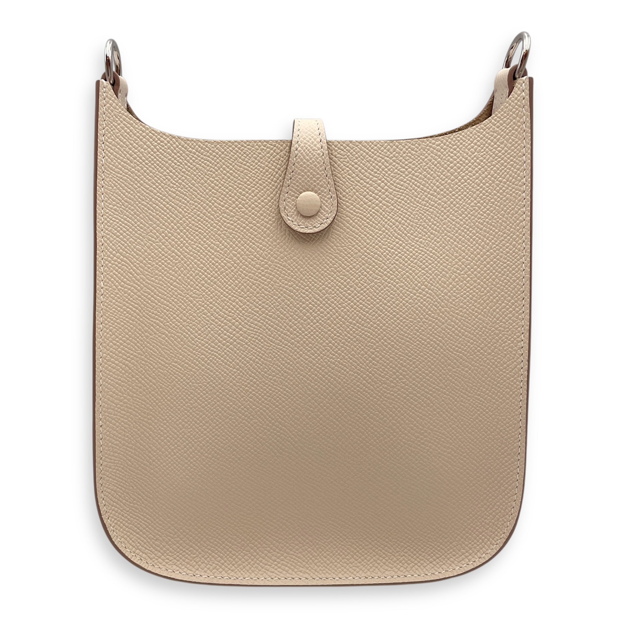 Sellier Evelyne (Short Strap) Mini Craie in Epsom, Palladium hardware