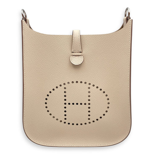 Sellier Evelyne (Short Strap) Mini Craie in Epsom, Palladium hardware