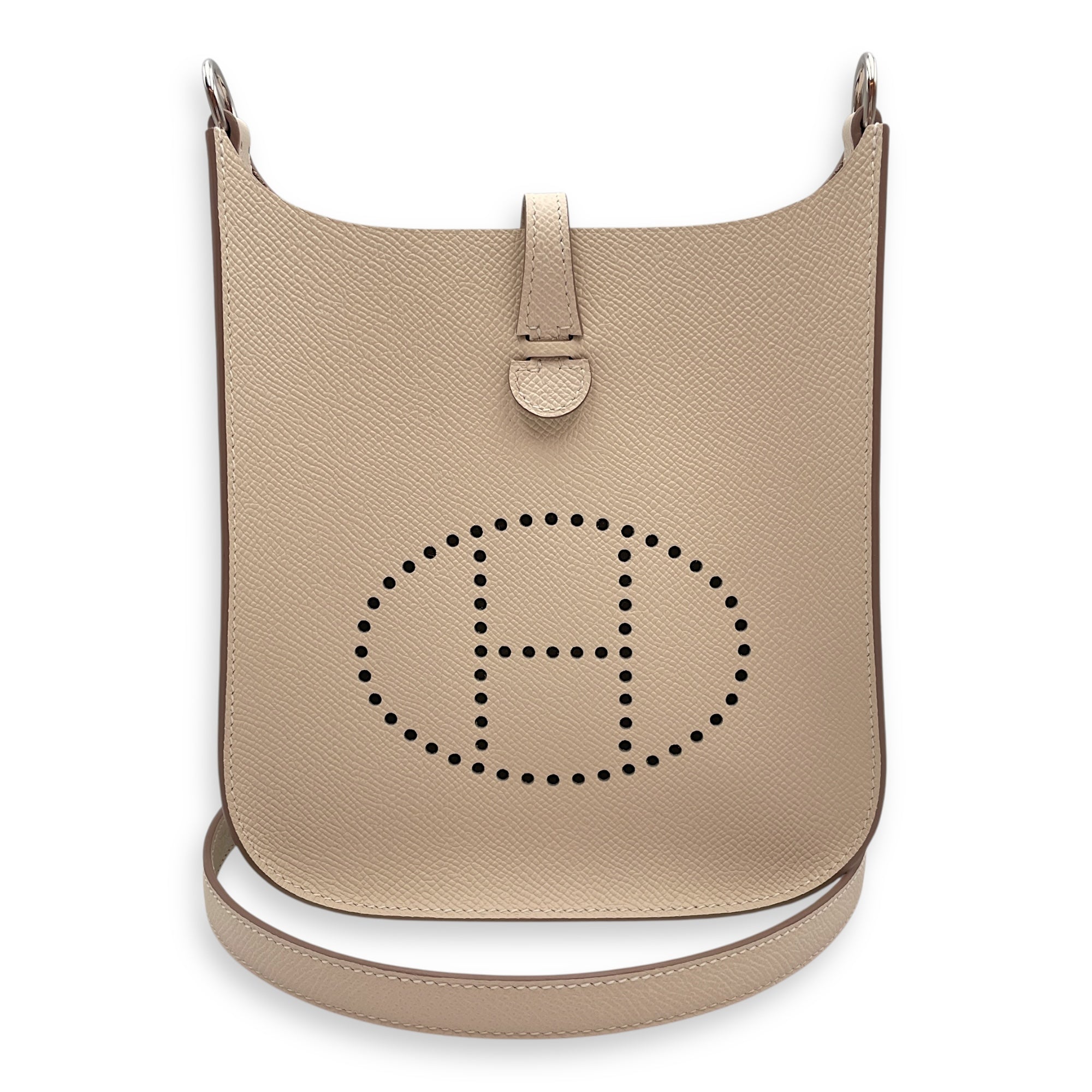 Sellier Evelyne (Short Strap) Mini Craie in Epsom, Palladium hardware