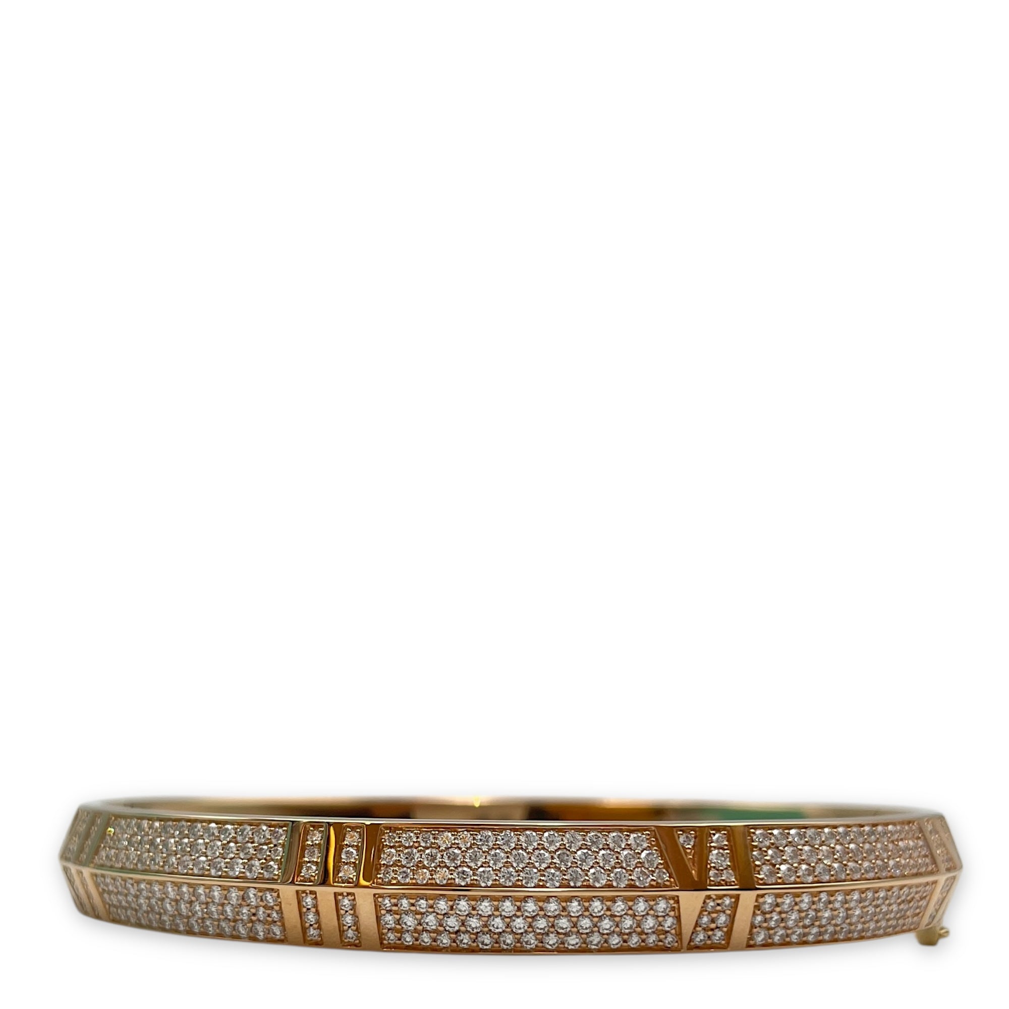 Atlas X Closed L Wide Hinged Bangle in 3.06 CT, Rose Gold Hardware
