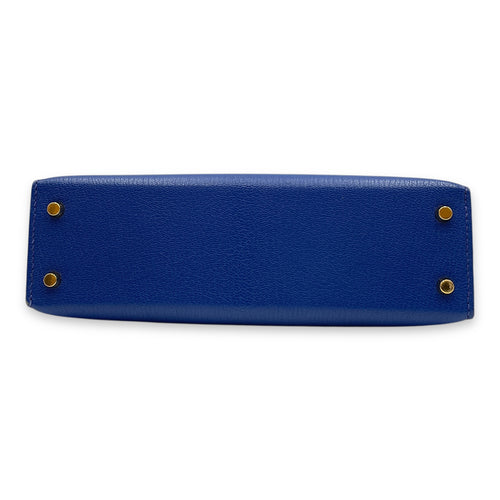 Sellier Kelly 20 Blue Royal in Chevre Chamkila, Gold hardware