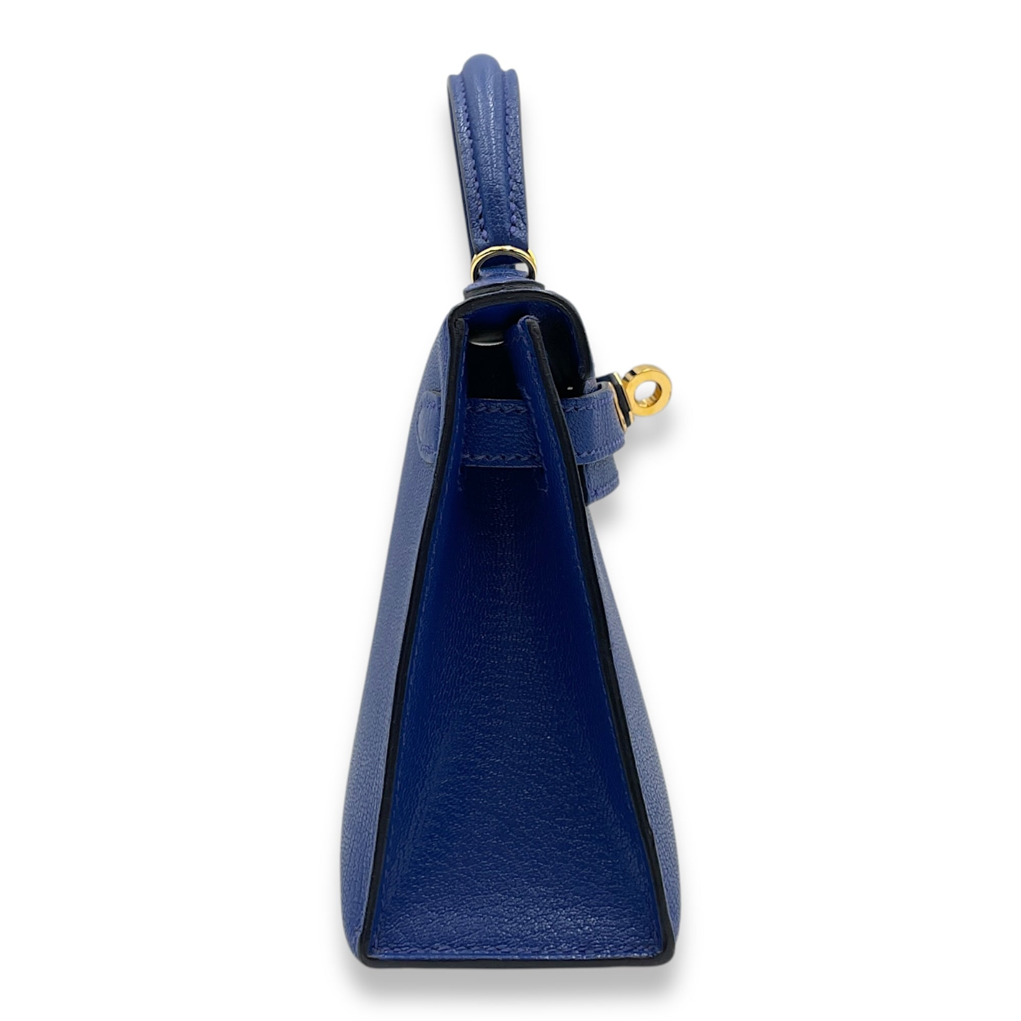 Sellier Kelly 20 Blue Royal in Chevre Chamkila, Gold hardware