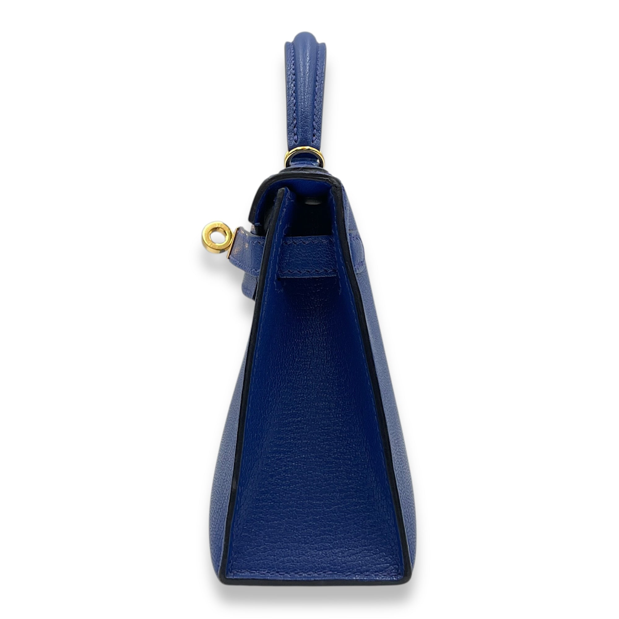 Sellier Kelly 20 Blue Royal in Chevre Chamkila, Gold hardware