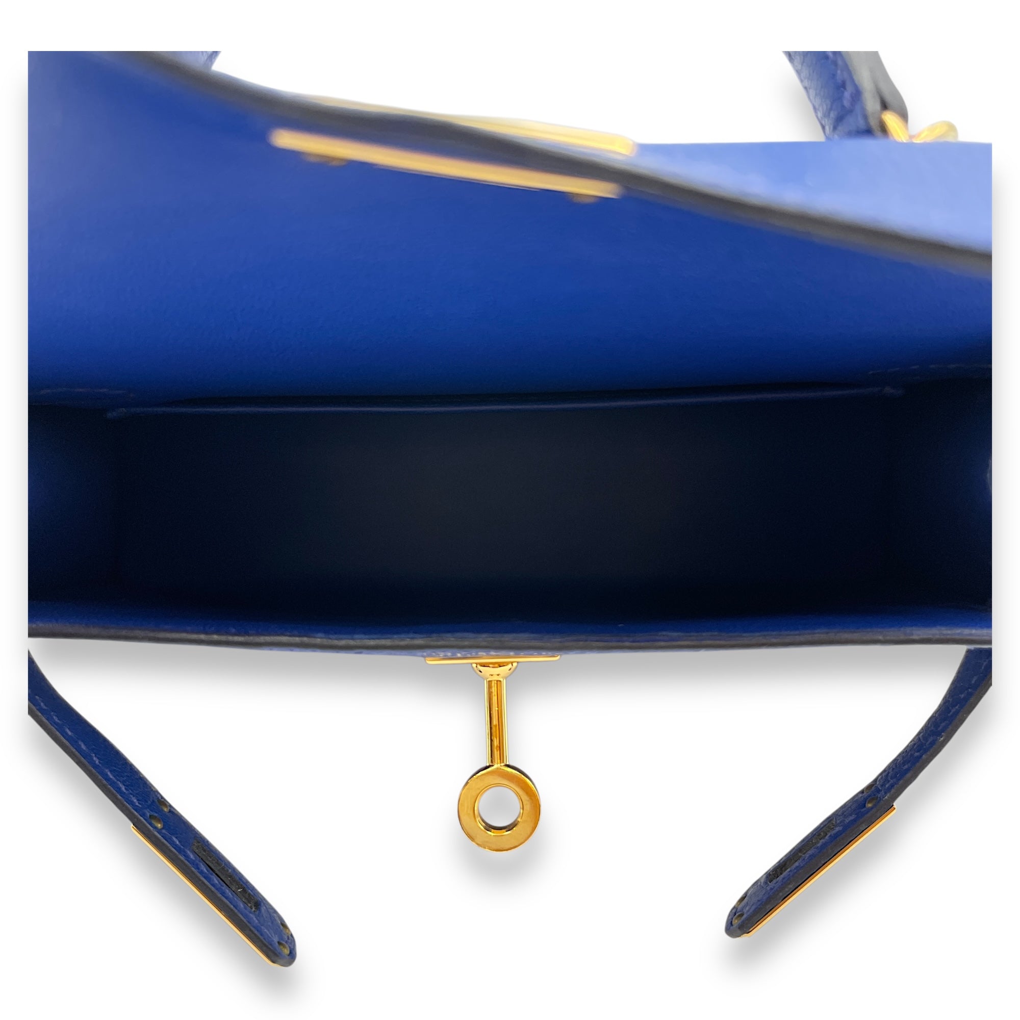 Sellier Kelly 20 Blue Royal in Chevre Chamkila, Gold hardware