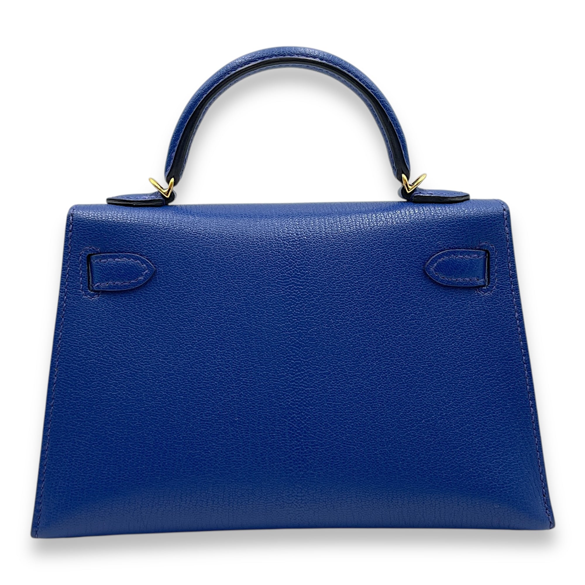 Sellier Kelly 20 Blue Royal in Chevre Chamkila, Gold hardware