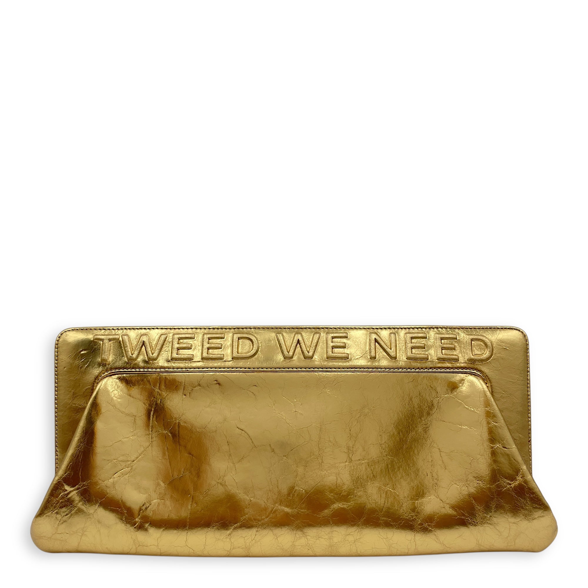 Distressed Evening Metallic Gold Clutch