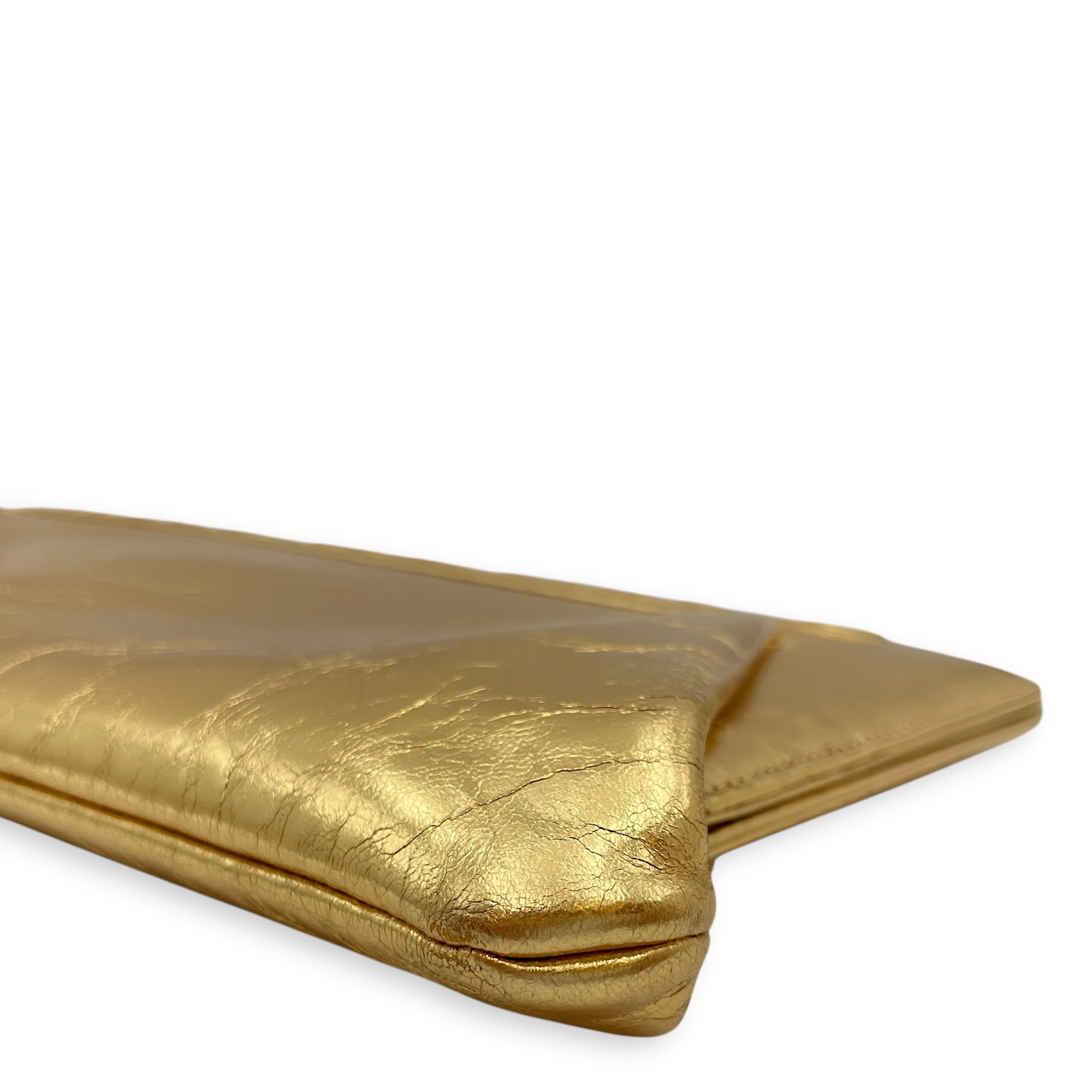 Distressed Evening Metallic Gold Clutch