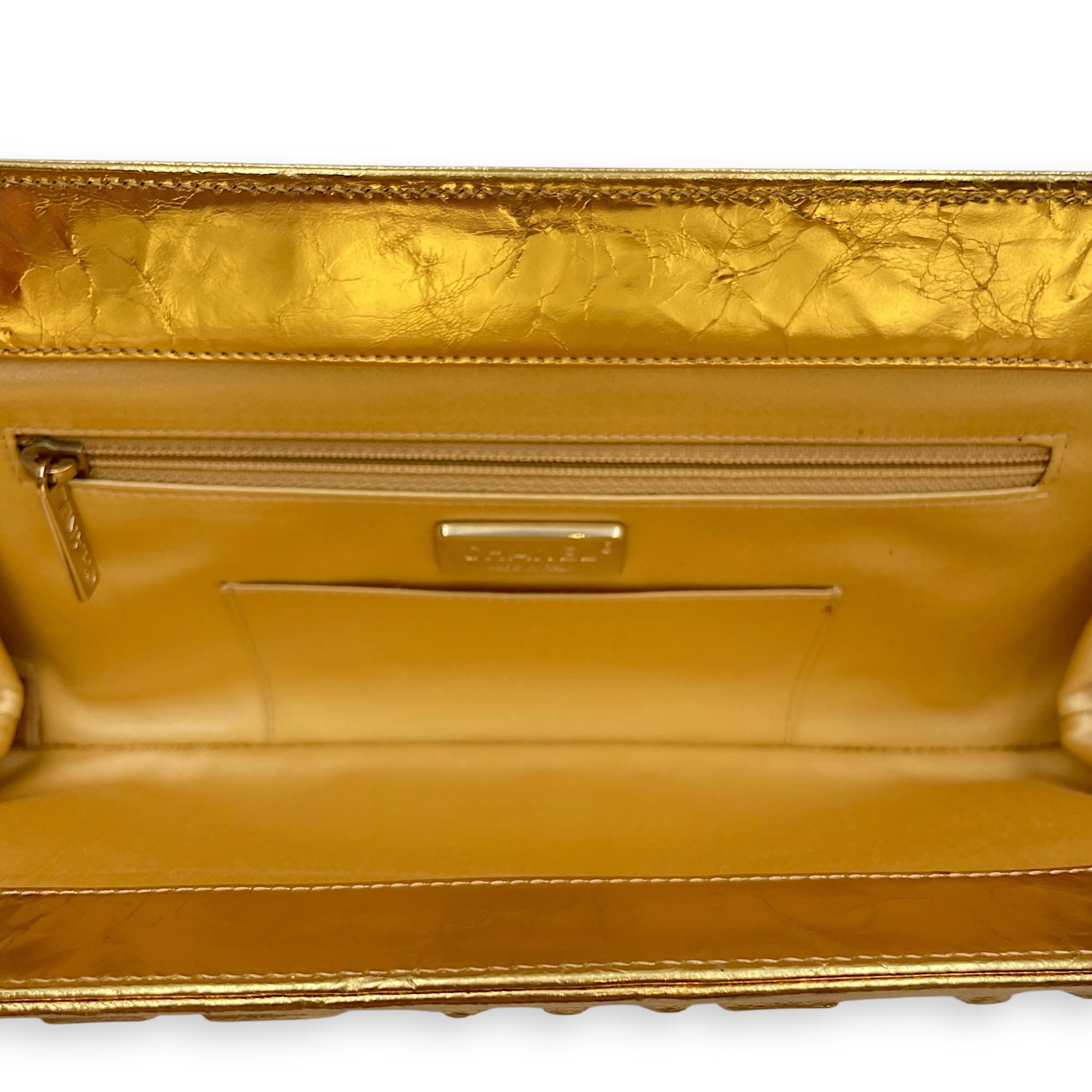 Distressed Evening Metallic Gold Clutch