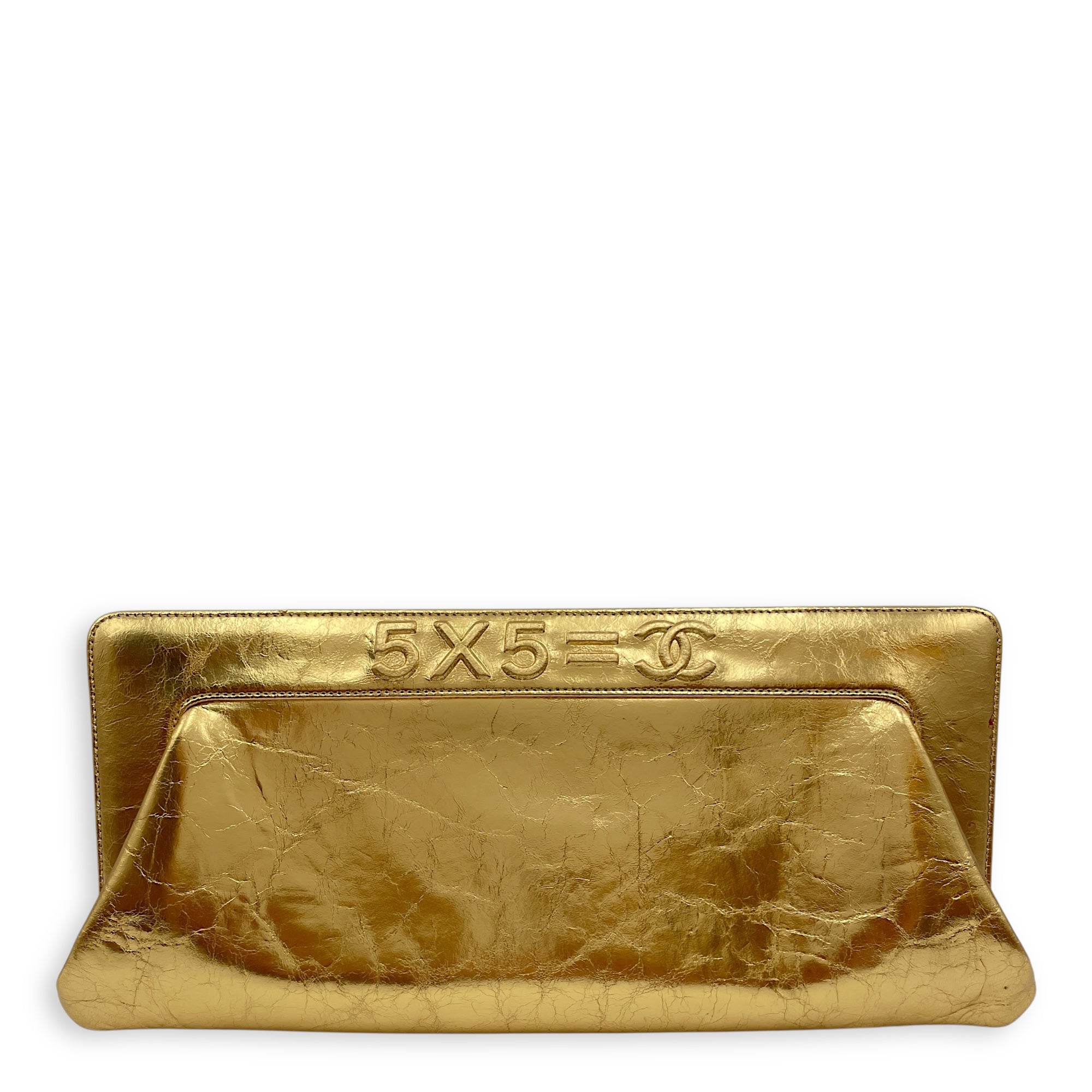 Distressed Evening Metallic Gold Clutch