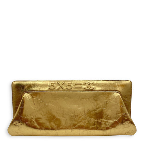 Distressed Evening Metallic Gold Clutch