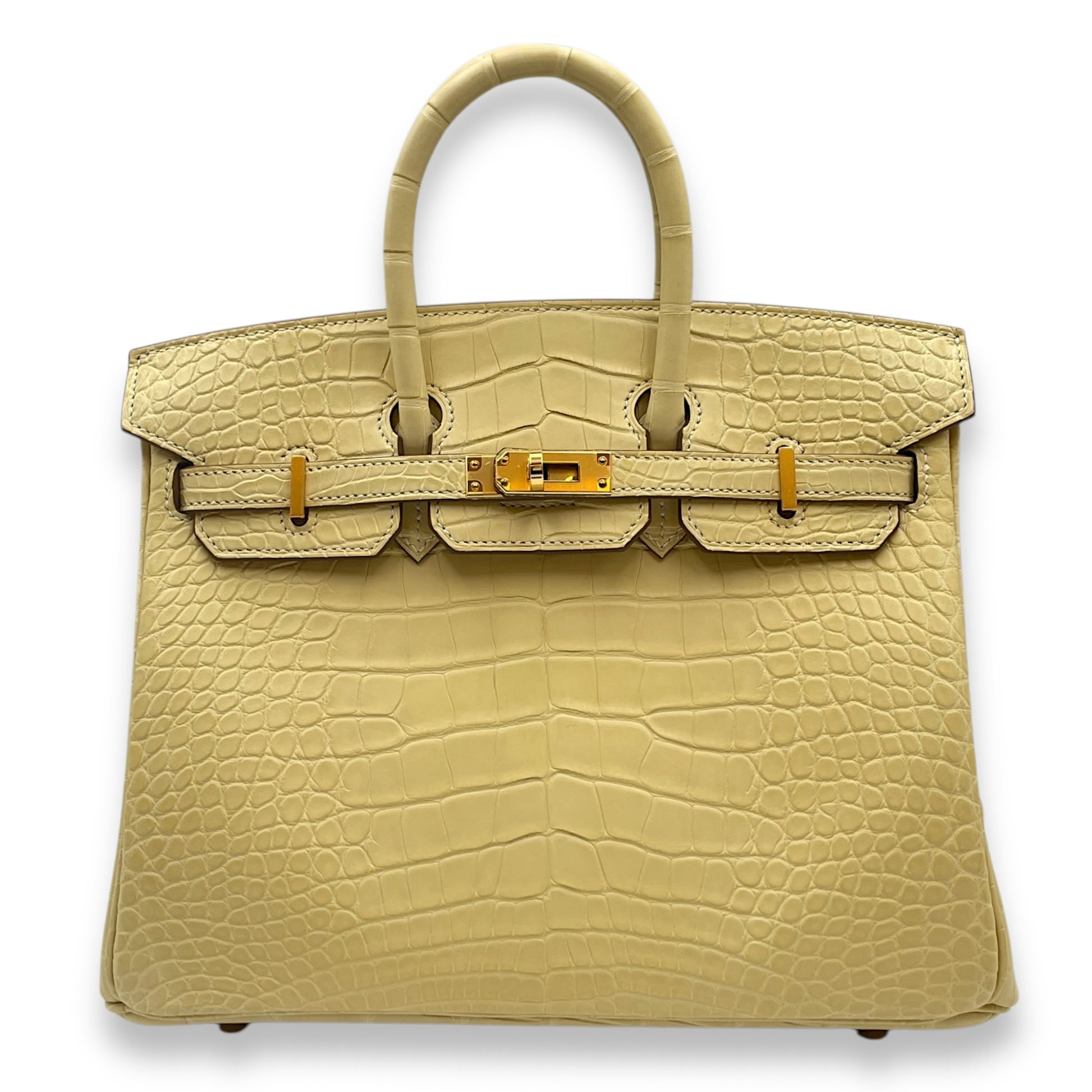 Birkin 25 Vanille in Matte Alligator, Gold hardware