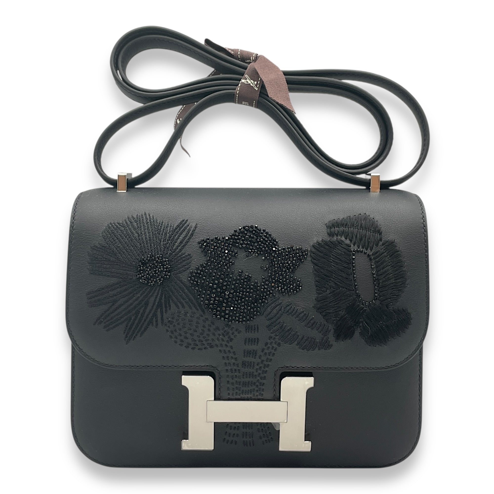 Hermès Constance Mirror Dancing Flowers 18 Black in Swift