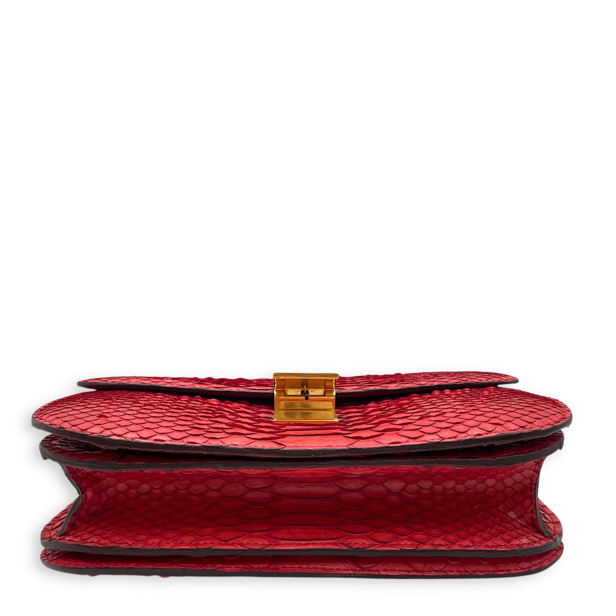 Classic Box Medium Red Flap Bag, Gold hardware