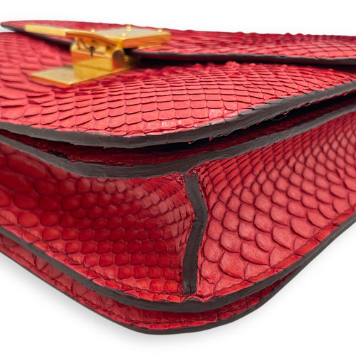 Classic Box Medium Red Flap Bag, Gold hardware