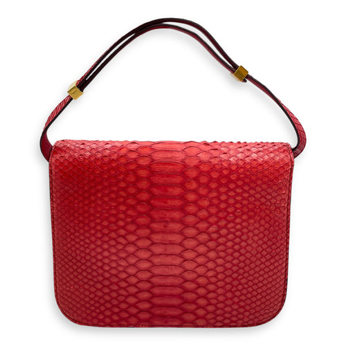 Classic Box Medium Red Flap Bag, Gold hardware