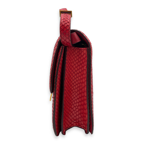 Classic Box Medium Red Flap Bag, Gold hardware