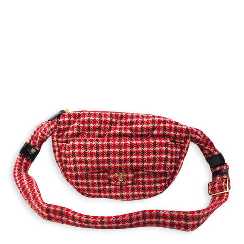 Coco Neige 24/25 Red Hobo Bag in Wool, Gold hardware