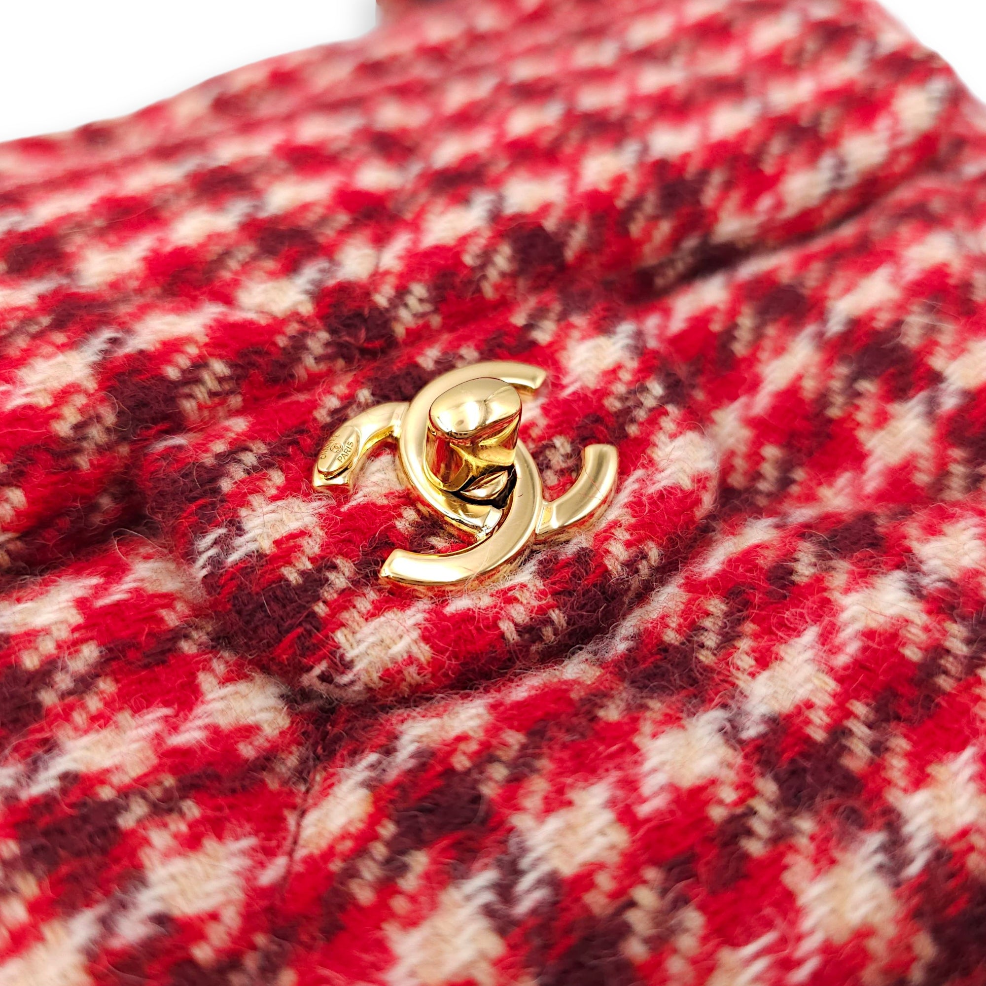 Coco Neige 24/25 Red Hobo Bag in Wool, Gold hardware