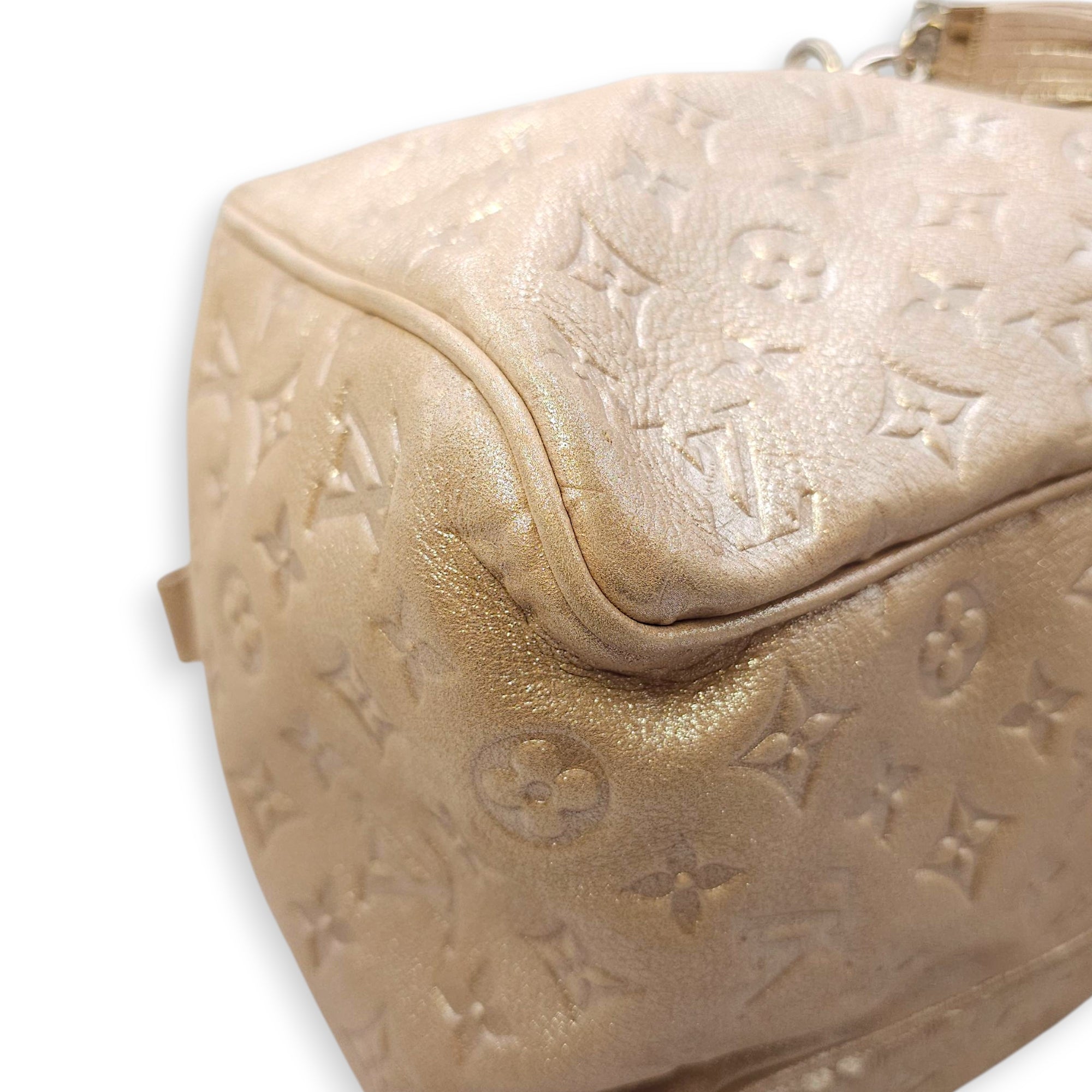 Monogram Shimmer Leather Limited Edition Pink Top Handle Bag , Silver hardware