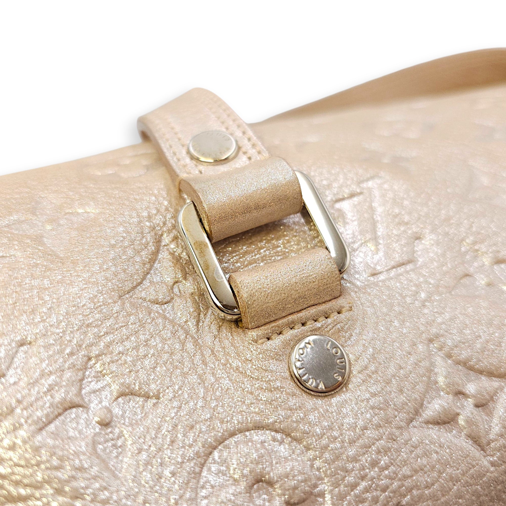 Monogram Shimmer Leather Limited Edition Pink Top Handle Bag , Silver hardware