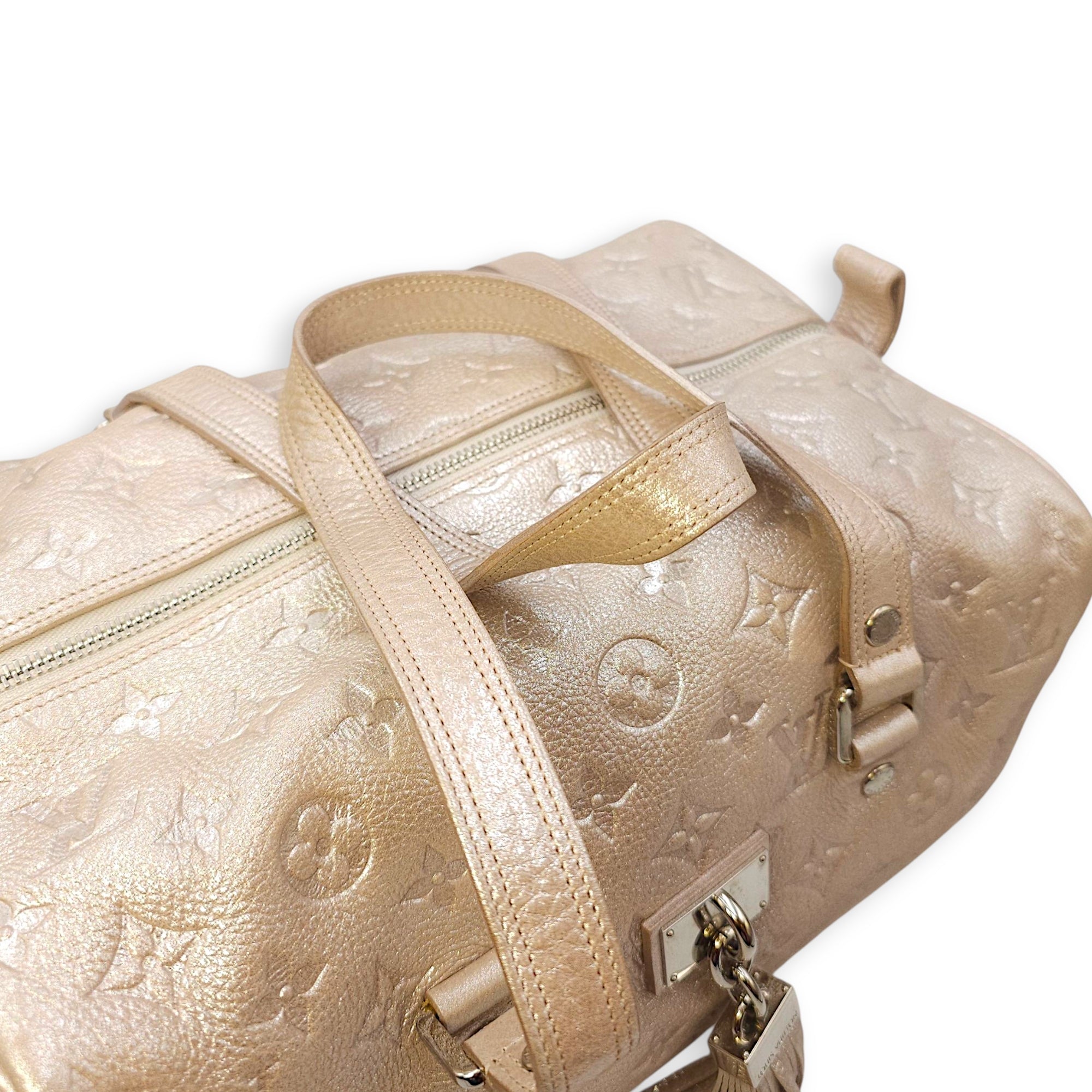 Monogram Shimmer Leather Limited Edition Pink Top Handle Bag , Silver hardware