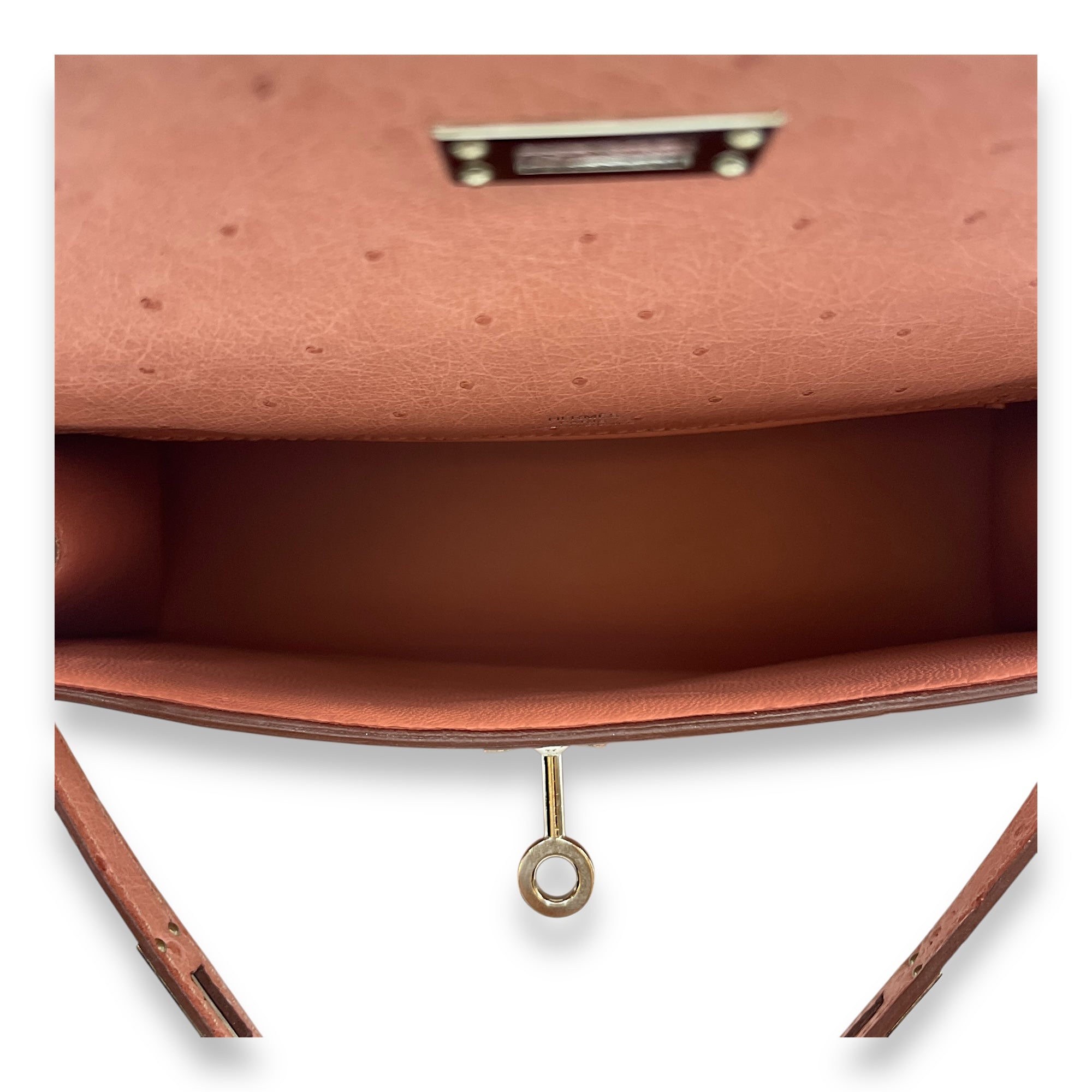Kelly Pochette Terre Cuite in Ostrich, Palladium hardware