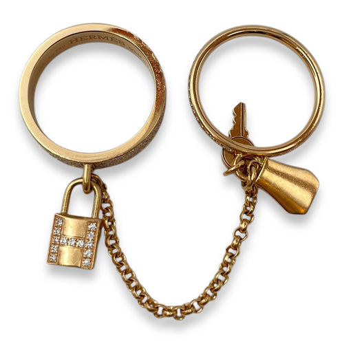 Kelly Cadenas 52 Double Ring in 146 Diamonds, 0.75 Carat, Rose Gold Hardware