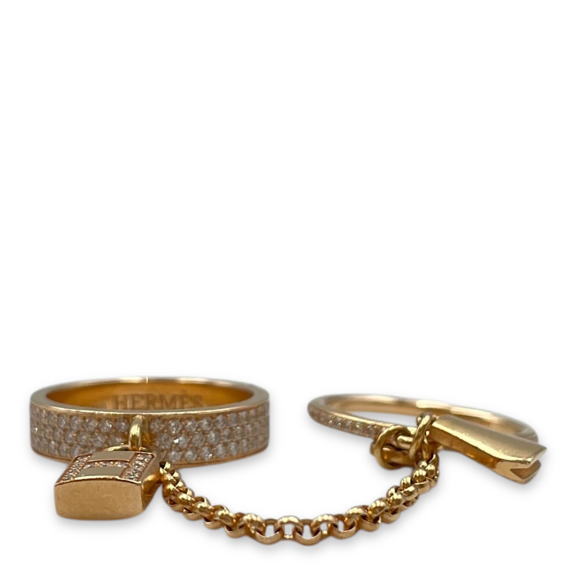 Kelly Cadenas 52 Double Ring in 146 Diamonds, 0.75 Carat, Rose Gold Hardware