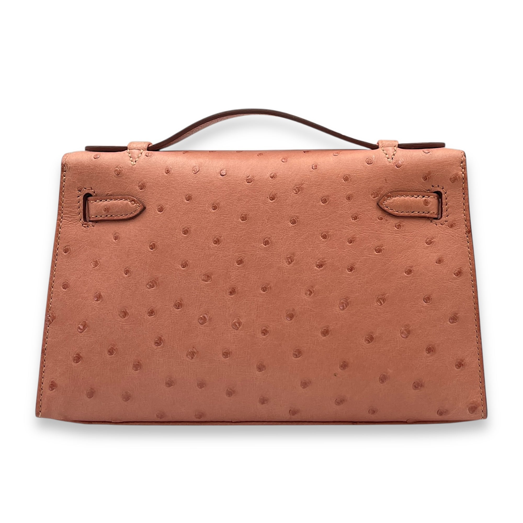 Kelly Pochette Terre Cuite in Ostrich, Palladium hardware