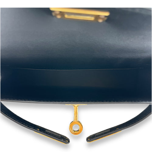 Sellier Kelly 20 Black in Ostrich, Gold hardware