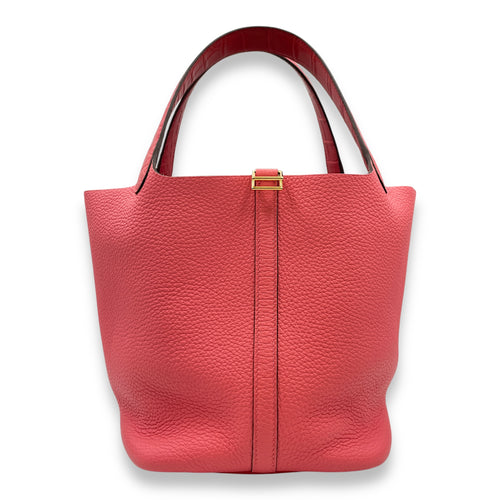 Picotin Touch 22 Rose in Clemence/matte alligator, Gold hardware