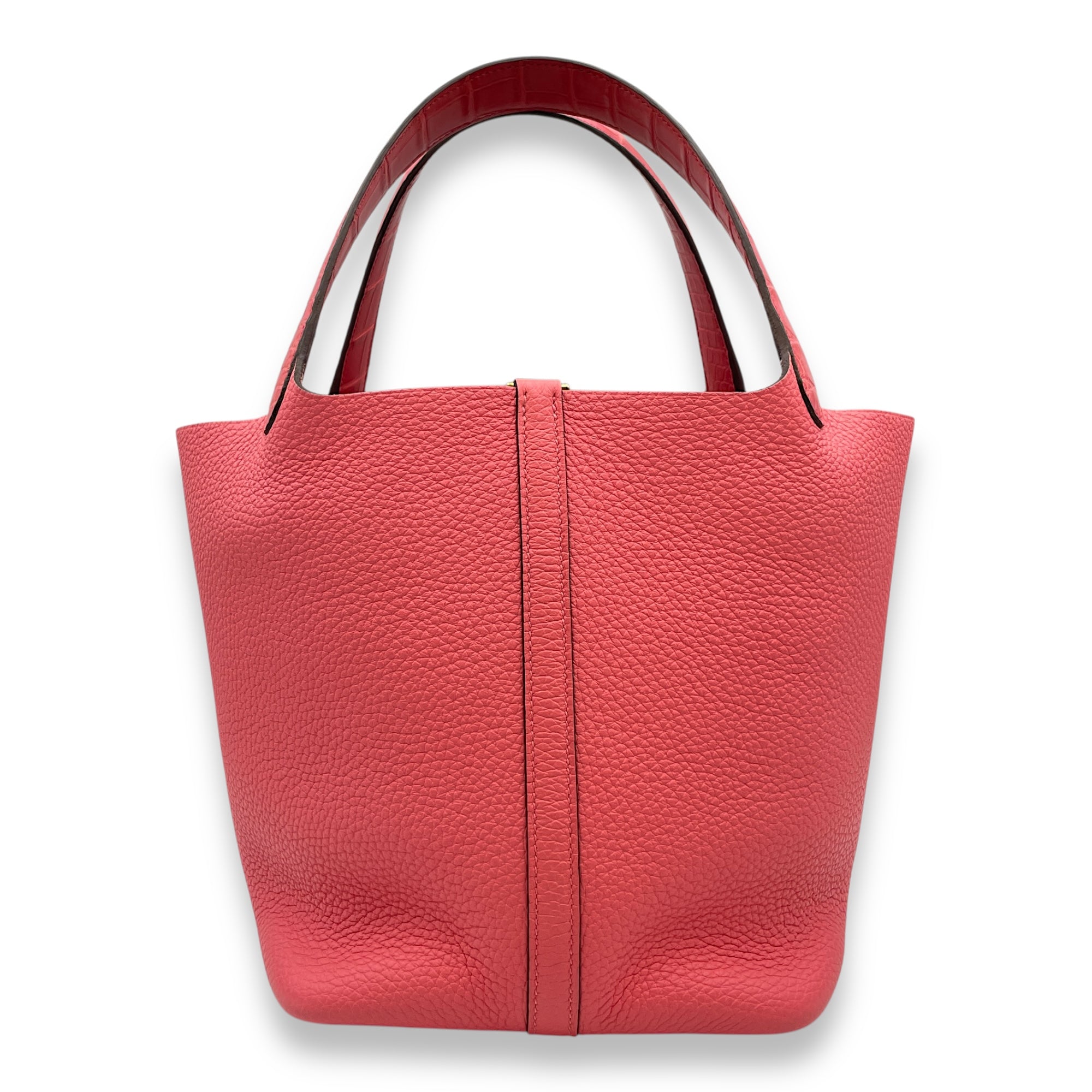 Picotin Touch 22 Rose in Clemence/matte alligator, Gold hardware